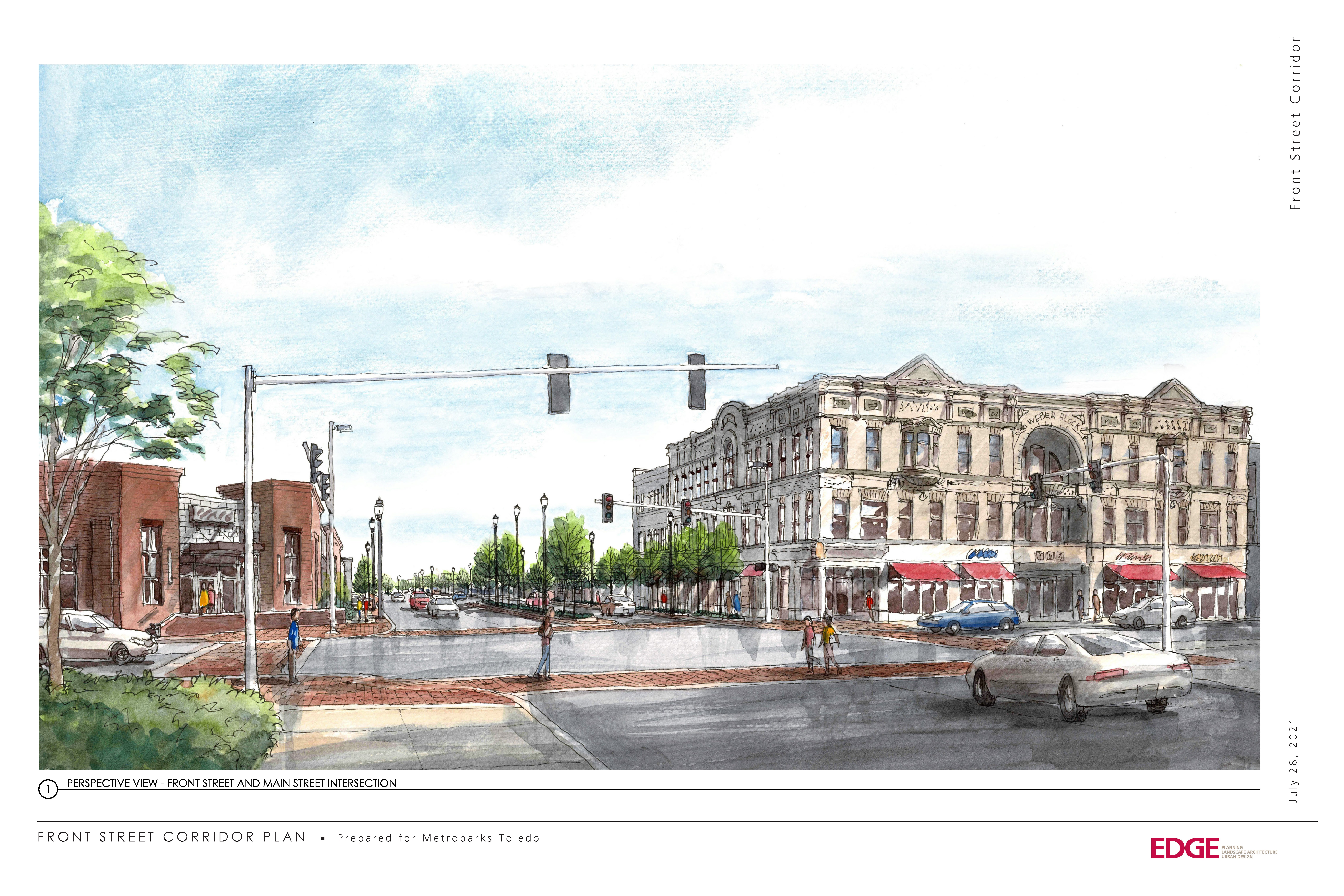 Front St. and Main St. Intersection Rendering - Toledo, OH