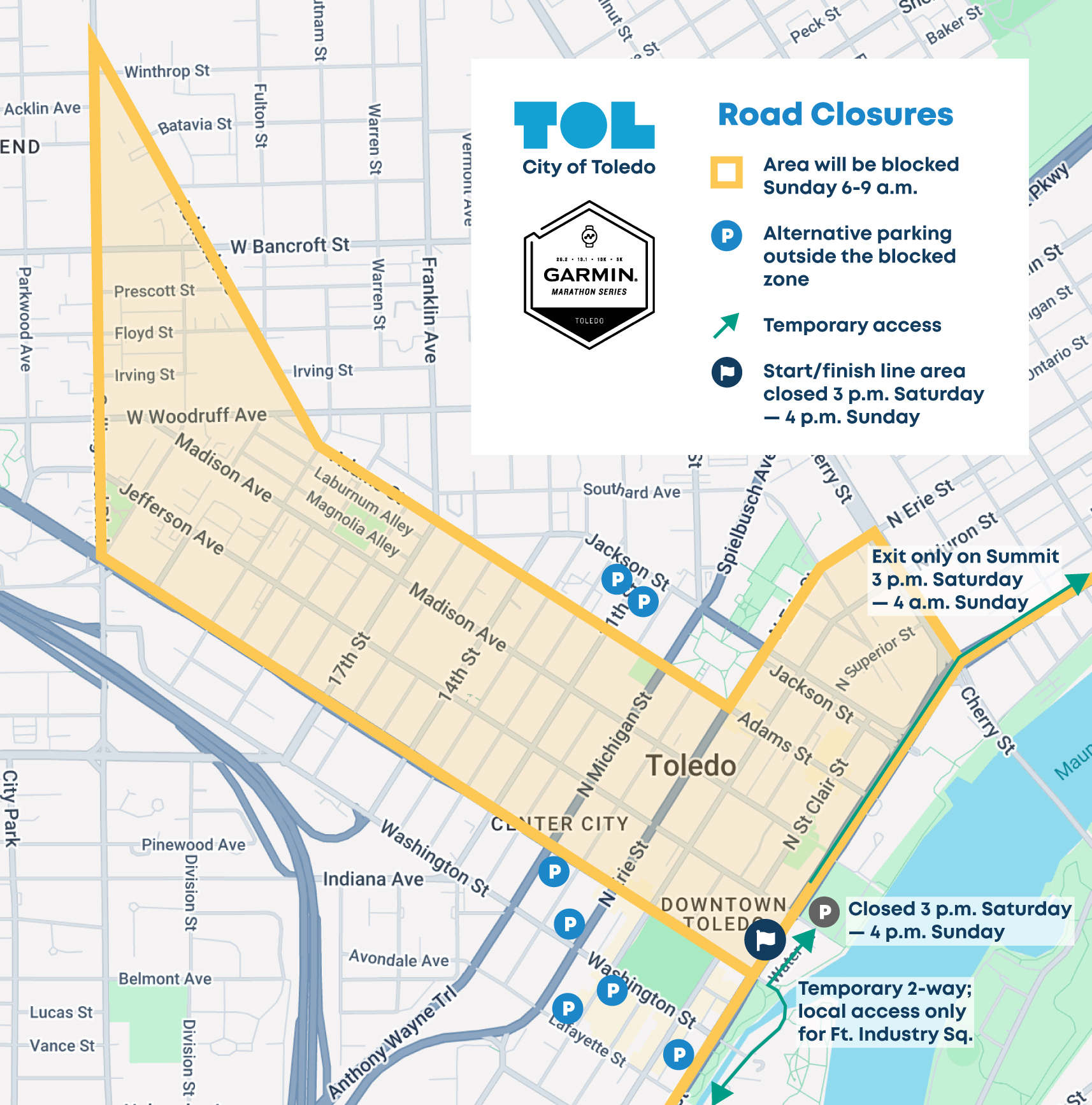 Garmin Downtown Road Closures